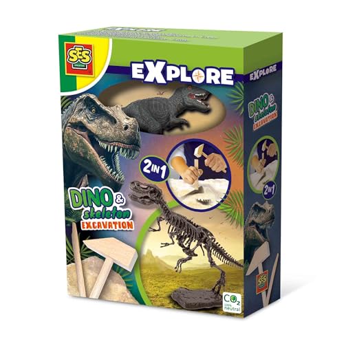 SES Creative 25092 Dino und Skelett ausgraben-2 in 1 von SES Creative