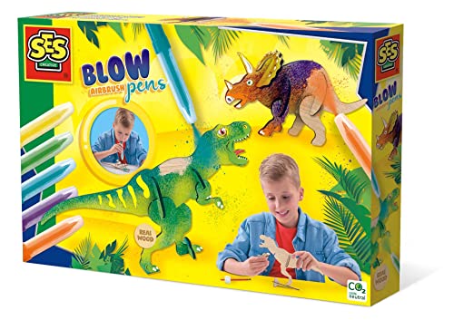 SES Creative 14284 Dinosaurier Blow airbrush Pens-Dinos, Diverse Farben von SES Creative