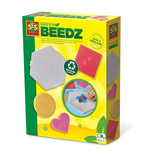 SES Creative 06403 Herzen Green Beedz-Bügelperlen Stiftplatten 4X sortiert, Einheitsgröße von SES Creative