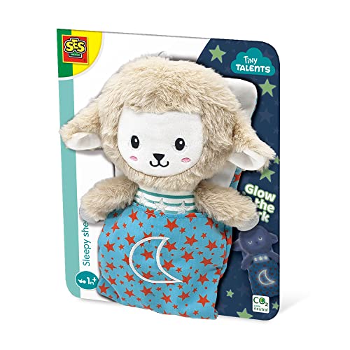 SES Creative 13155 Sheep Stars Sleepy Schaf-Glow in The Dark Kuscheltier für die Nacht, Mehrfarbig von SES Creative