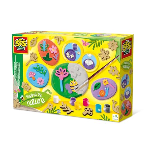 SES Creative 14036 Gips Gießen Bastelset Pflanzen Relief, Natur-inspiriertes Kreativset für Kinder von SES Creative