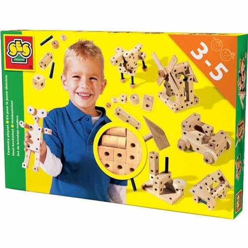 Ses 00945 Holzkonstruktionsset Jungen Kinder-Bastelkit, Mehrfarbig, Medium von SES Creative