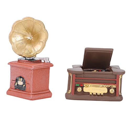 SEWACC 10 STK Vintage-Ornamente Mini-hausschmuck Realistisches Phonographenmodell Mini-Phonograph-Modell-dekor Kleines Radiomodell Retro-phonographenfigur Mini-landschaftsdekor Harz von SEWACC