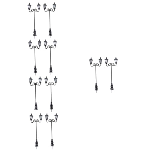 SEWACC 10 Stück Mikro Landschaftsgarten Mini Häuser Landschaftsdekor Sandtisch Spielzeug Modelleisenbahn Zug Laternenpfahl Modell Landhaus Dekor Sandtisch Dekor Schwarzer von SEWACC