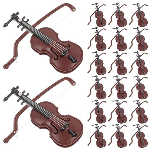 SEWACC 20 Sets Miniatur-Geigenmodelle Mini-Geigenmusikinstrument Weihnachtsgeigenornament Puppenhauszubehör Für Die Inneneinrichtung von SEWACC