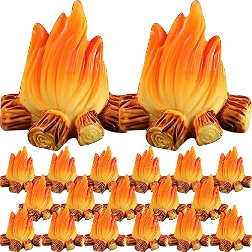 SEWACC 20st Feuerschmuck Puppenhausdekoration Camping Zubehör Gefälschte Lagerfeuerdekoration Feuerstelle Zubehör Figur Mini-feen-Lagerfeuer Mikro-Lagerfeuer-Modell Tu Baby Flamme Harz von SEWACC