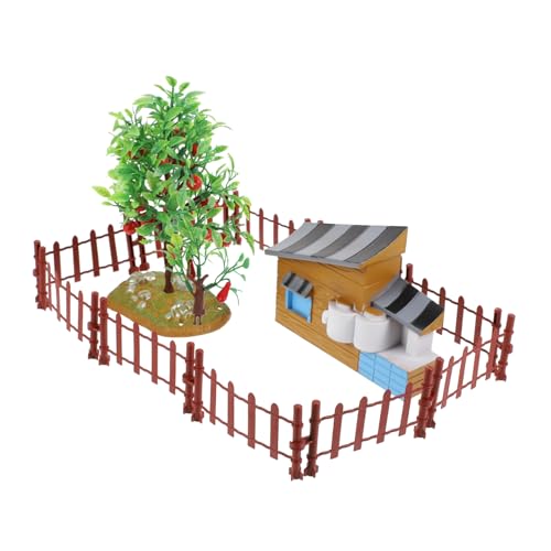 SEWACC 26 Stück Simulierter Hauszaun Bauernhof Szenenmodell Zaunmodell DIY Verzierung Kinder Lernspielzeug Bauernhof Modell Dekor Miniatur Dekor Spielzeugmodell Baummodell von SEWACC