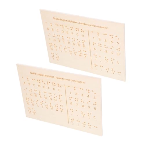 SEWACC 2st Braille-unterrichtsgeräte Mattes Band Gadgets Für Blinde Braille-lehrmittel Schreibübungen Für Kleinkinder Blinde Bretter Braille-bücher Holz Khaki von SEWACC