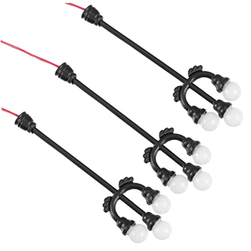 SEWACC 3 STK Modell Straßenlaterne Modell Lampe Miniatur-Straßenlaterne Mini-Solarlaterne Miniaturlampe Solar- Modellleuchte für den Sandtisch Landschaftslampenmodell Plastik Black von SEWACC