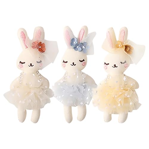 SEWACC 3Pcs Plüsch Bunny Dolls Gefüllt Tier Hasen Mini Weiche Plüsch Kaninchenpuppen Stoffed Bunny Für Home Party -Gefälligkeiten (Farbe 2) von SEWACC