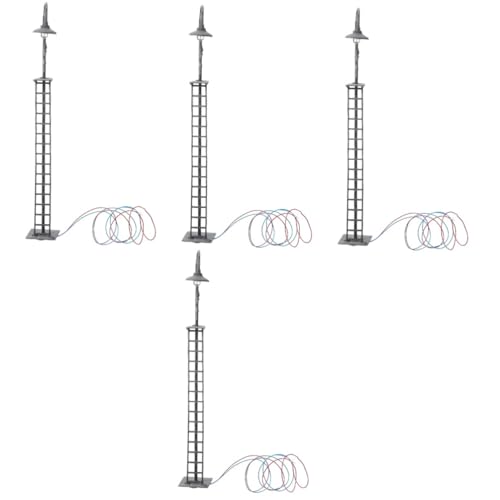 SEWACC 4 Stück Modellbahn Lichter Eisenbahn Leichte Stütze Mini-lichterfiguren Modellbahn Landschaft Straßenlichter Modelleisenbahn Landschaft Signallicht Sandtisch-Layout-dekor Grey Abs von SEWACC