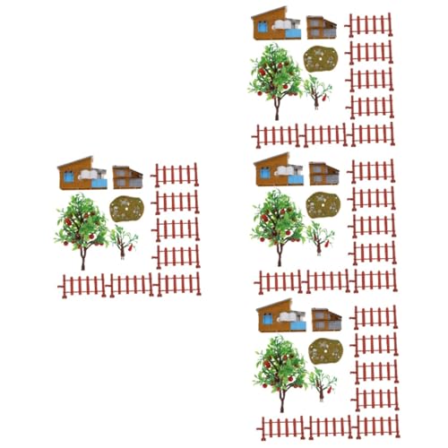 SEWACC 52 Stück Simulierter Hauszaun Hausszene Verzierung Zaunmodell Dekor Simulationsspielzeug Miniatur Dekor Kinder Lernspielzeug Baummodell Spielzeugmodell Simulationshaus von SEWACC