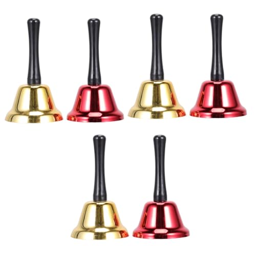 SEWACC 6 STK Handheld-rufglocke Tonhandglocke Hand Service Glocke Weihnachtsmusik Glocken Klassische Dienstklingel Weihnachten Jingle Bell Spielzeug Weihnachtsessen Glocke Spielglocke Rot von SEWACC