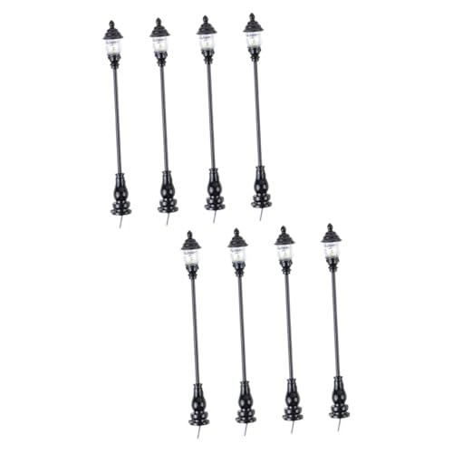 SEWACC 8 STK Modell Gartenleuchte puppenhauszubehör straßenlaterne Modellbau winzige helle Straßenlaterne Miniaturen von Straßenlaternen Miniatur-Parklampe Miniaturornament Black von SEWACC