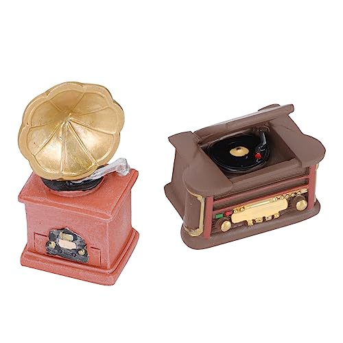 SEWACC 8 STK Vintage-Ornamente hühner Spielzeug Dekoration Weihnachten Miniatures realistisches Phonographenmodell Mini-Landschaftsmodelle Radio Mini-Hausschmuck Kleiner Phonograph Harz von SEWACC