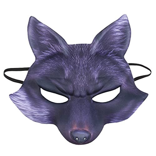 SEWACC Halloween Maskerade Maske Fuchs Maske Halloween Cosplay Kostüm Tier Party Maske Für Halloween Karneval Maskerade (Schwarz) von SEWACC