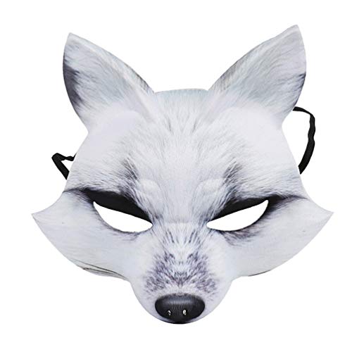 SEWACC Halloween Maskerade Maske Fuchs Maske Halloween Cosplay Kostüm Tier Party Maske Für Halloween Karneval Maskerade (Weiß) von SEWACC