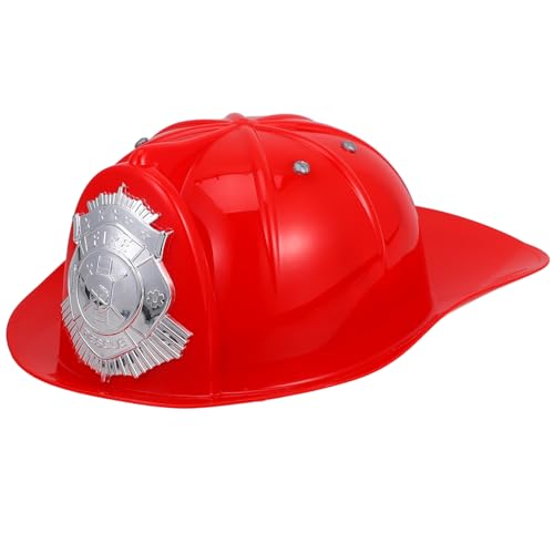 SEWACC Kinder-Feuerwehrmann-Hüte Kunststoff-Feuerwehrmann-Hut Feuerwehrmann-Helm Kunststoff-Rollenspiel-Schutzhelm Für Party-Cosplay-Kostüm (Rot) von SEWACC