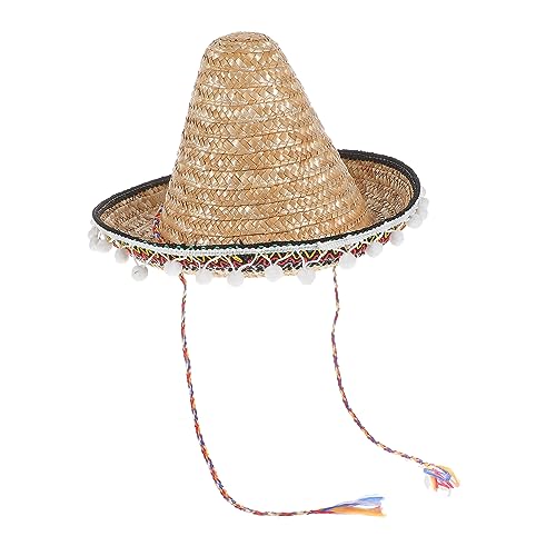 SEWACC Mexikanischer Sombrero Dekorativer Hut Mexikanisches Serape-kostüm Sommer-strandhut Partykostüm Hut Mariachi-sombrero-hüte Mexikanisches Kostüm Mann Erwachsener Stroh Hawaii von SEWACC