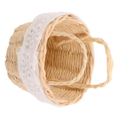 SEWACC Miniatur Handgeflochtener Korb aus Imitationsrattan mit Griffen Stabiler Mini Blütenkorb für Puppenhaus-Dekoration für Mikro-landschaften und Sammelobjekte SEWACC Miniatur Handgeflochtener Korb aus Imitationsrattan mit Griffen Stabiler Mini Blütenkorb für Puppenhaus-Dekoration für Mikro-landschaften und Sammelobjekte von SEWACC