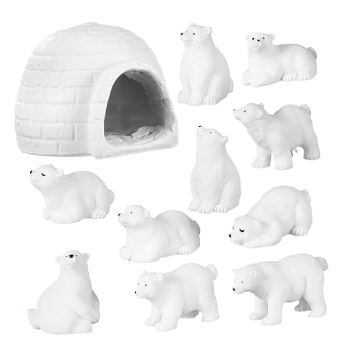 SEWOART 1 Set Tier Kinder Bär Topper Polar Kuchen Figuren Mini Realistische Figur Harz Dekorationen Vorschul Dekor Moos Pädagogische Fee Bären Garten Winter Für Landschaftsspielzeug von SEWOART