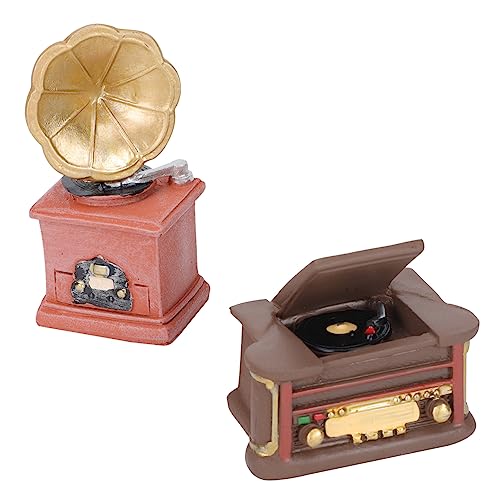 SEWOART 2St Vintage-Ornamente Miniatur-Phonograph-Skulptur Mini-Landschaftsmodelle Mini-Modell hühner Spielzeug Dekoration Weihnachten Radio Mini-Hausphonograph kleines Modell Harz von SEWOART