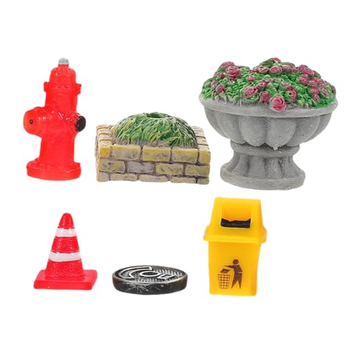 SEWOART 6 STK Miniaturszenariomodell Heim-verkehrskegel Mini-Modell Einstellbares Aquarium Hydrokultur-Aquarium Tischgrills Künstliche Blumendekoration Mini-haarnadeln Handy-Lanyard Harz von SEWOART