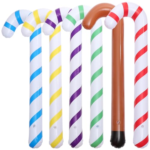 SEWOART 6st Pvc Aufblasbare Krücken Riesige Süßigkeitendekorationen Aufblasbare Ballons Aus Zuckerstangen Aufblasbares Zuckerstange Weihnachtsschmuck Hochzeitsdekor von SEWOART