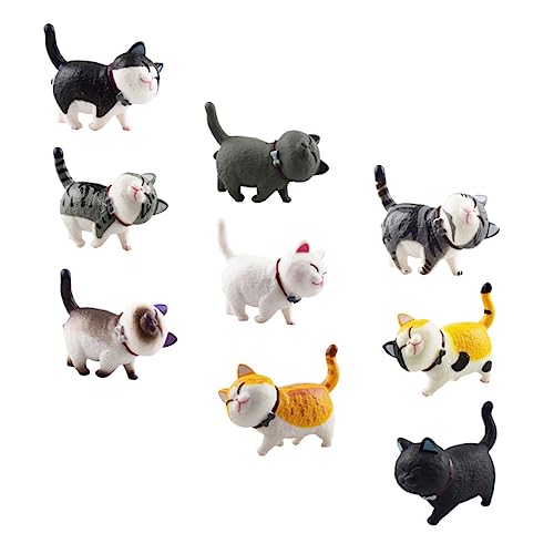 SEWOART 9st Katze Miniatur Katzenfiguren Für Kuchen Katzenspielzeug Für Kleine Tierfigur Sammlerfigur Katze Katzenkuchenfiguren Kinderspielzeug Figuren Spielzeug Mini-katzenfigur PVC von SEWOART