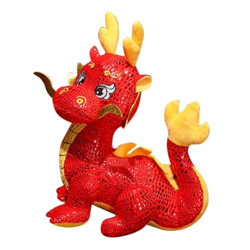 SEWOART Süße Kuscheltiere Chinesisches Neujahrspuppenspielzeug Ausgestopfte Drachenpuppe Drachen-plüschtier Stofftierpuppe Drachenstatue Ausgestopftes Drachenspielzeug Rot Pp Baumwolle von SEWOART