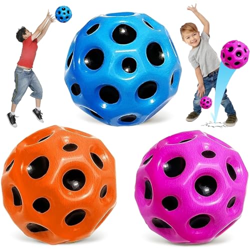 SFSSHUI 3 Stück Ball High Bounce Hole Ball Sprünge Gummiball Hohe Springender Gummiball High Gummibal Hohe Springender Space Ball Spielzeug Planeten Hüpfbälle Für Kinder im Freien von SFSSHUI