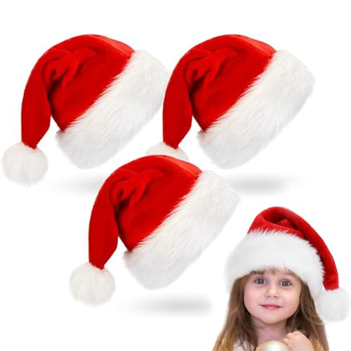 SFSSHUI 3 Stück Kinder Weihnachtsmütze Nikolausmütze Kinder Plüsch Weihnachtsmann Mütze Weihnachtsmützen Kinder Weihnachtsmütze Kinder Nikolausmütze Baby Für Weihnachtsfeier Weihnachtszubehör von SFSSHUI