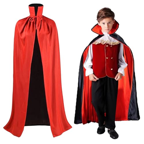 SFSSHUI Halloween Vampir Kostüm Umhang,Rot Umhang Halloween,Kinder Umhang Schwarz Rot,Halloween Vampir Umhang,Halloween Vampir Kostüm Umhang Damen Herren (90cm) von SFSSHUI