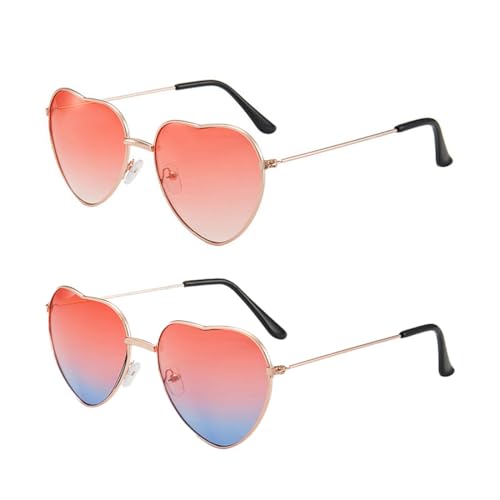 SGERUFZ 2 Pcs Herzbrille Hippie Brille Damen Retro Partybrillen Kostümzubehör 70er 80er 90er Kostümparty Rock Party Accessoires Ideal für Reisen Fotografie und Partys von SGERUFZ