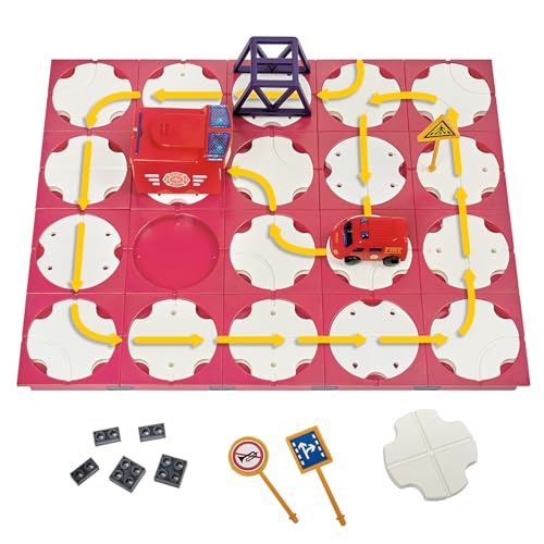 SGILE 20tlg. STEM Straßenbauer Puzzle Brettspiel für Kinder ab 3 Jahren, Kinderspiel, Straßenbau Set mit Verkehrszeichen, Kinderspiel für Jungen & Mädchen von 3-7 Jahren, Geschenk (Löschwagen) von SGILE