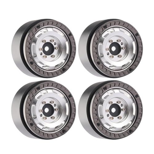 4Pcs 160G 1,33 Zoll Metall Beadlock Radnabe for Axial SCX24 AX24 Traxxas TRX4M FMS FCX24 1/18 1/24 RC Crawler Auto(Silver) von SGREHJDR