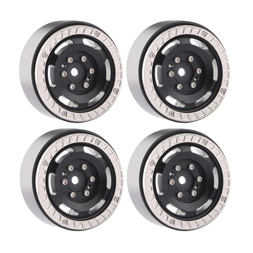 4Pcs 160G 1,33 Zoll Metall Beadlock Radnabe for Axial SCX24 AX24 Traxxas TRX4M FMS FCX24 1/18 1/24 RC Crawler Auto(Zwart) von SGREHJDR