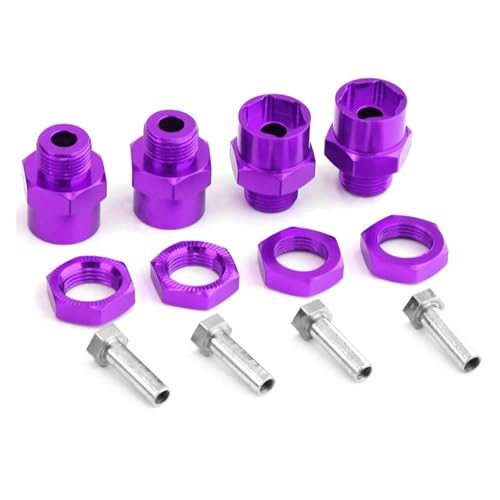 SGREHJDR 4PCS Metall Hex Adapter 12Mm Bis 17Mm Rad Hex Naben Adapter Verlängerung Konvertierung Muttern for 1/10 RC Auto Ersatz Zubehör Rot(Purple) von SGREHJDR