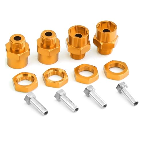 SGREHJDR 4PCS Metall Hex Adapter 12Mm Bis 17Mm Rad Hex Naben Adapter Verlängerung Konvertierung Muttern for 1/10 RC Auto Ersatz Zubehör Rot(Yellow) von SGREHJDR