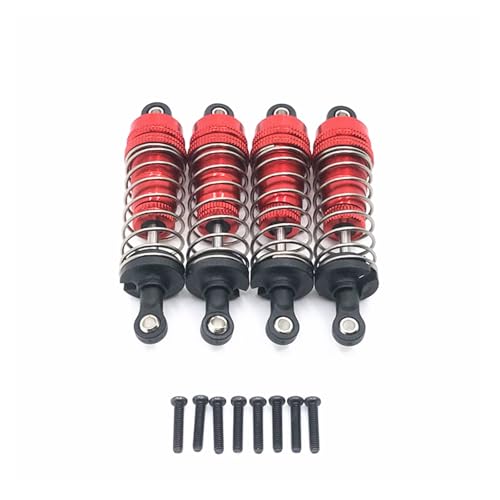 SGREHJDR 4PCs/1set Metall Vorne und Hinten Universal Stoßdämpfer for Wltoys 124019 144001 RC Auto Upgrade Teile(Rood) von SGREHJDR