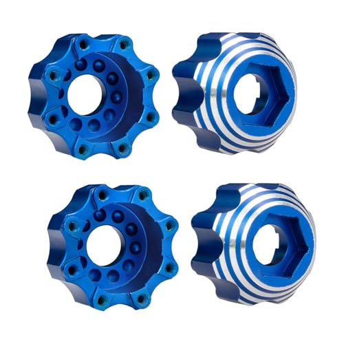 SGREHJDR 4X Radnaben Upgrades Teil Splined Radnaben Sechskantrad Sechskantnaben Adapter for 1/7 RC Auto Fahrzeug Hobby DIY Zubehör(Blauw) von SGREHJDR