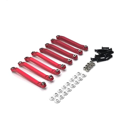 SGREHJDR 8 stücke Metall Chassis Zugstangen Feste Link Suspension Spurstange for MN D90 D91 D96 D99 D99S MN90 1/12 RC Auto Upgrade Teile(Rood) von SGREHJDR