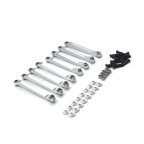 SGREHJDR 8 stücke Metall Chassis Zugstangen Feste Link Suspension Spurstange for MN D90 D91 D96 D99 D99S MN90 1/12 RC Auto Upgrade Teile(Silver) von SGREHJDR