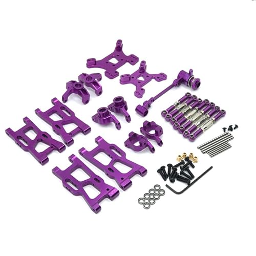 SGREHJDR Metall-Schwenkarm-Lenkblock-Verbindungsstangen-Kit for Wltoys 144001 144002 144010 124016 124019 RC-Auto-Upgrade-Teile(Purple) von SGREHJDR