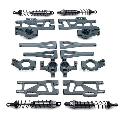 SGREHJDR Metall Upgrade Lenkung Cup Swing Arm Stoßdämpfer 9 Stück Set for WLtoys 104009 12402 12401 12403 12404 12409 RC Auto Teile(Dark Grey) von SGREHJDR