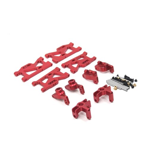 SGREHJDR Metall Upgrade Swing Arm Steering Cup Set von 5 for WLtoys 144010 144001 144002 124016 124017 124018 124019 RC Auto Teile(Red Five Piece Set) von SGREHJDR