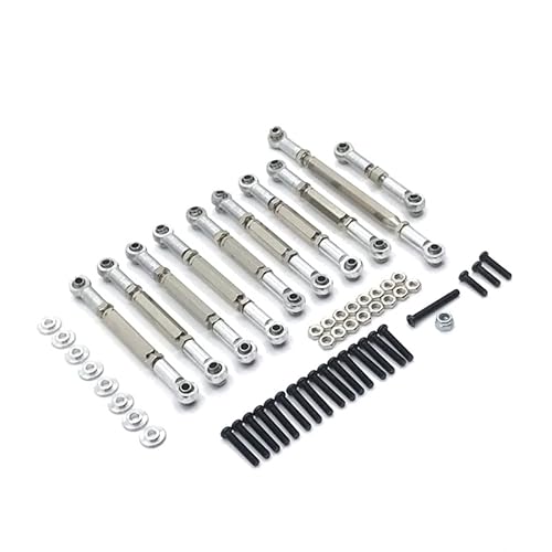 SGREHJDR Metall Zugstange Lenkstange Set Teile for MN D90 D91 D96 D99S MN99S MN90 1/12 WPL C14 C24 1/16 RC Auto Upgrade Zubehör(Silver) von SGREHJDR