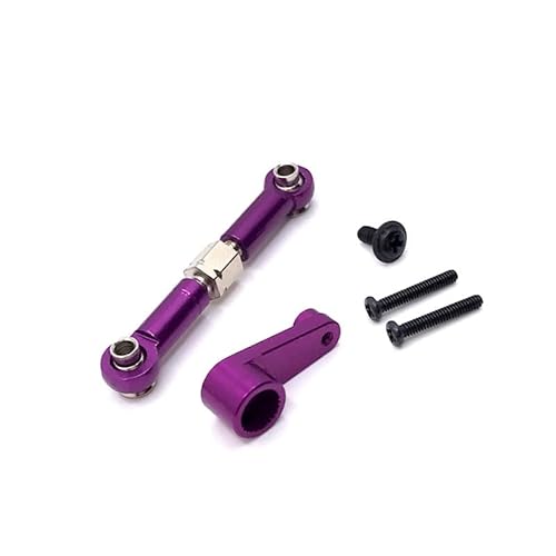 SGREHJDR Upgrade Metall Lenkstange 28T Servoarm for WLtoys 144010 144001 144002 124016 127017 124018 124019 LC 1/14 RC Auto Teile(Purple) von SGREHJDR