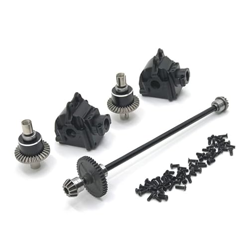 SGREHJDR Upgrade Metall Mitte Antriebswelle Montage Getriebe Differential Kit for WLtoys 1/14 144010 144001 144002 RC Auto Teile(Zwart) von SGREHJDR