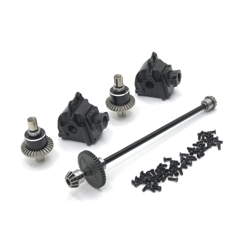 SGREHJDR Upgrade Metall-Mittelantriebswellenbaugruppe Getriebedifferentialsatz for Wltoys 144010 144001 144002 Teile(Zwart) von SGREHJDR